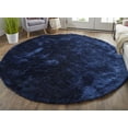 thumbnail image 2 of Freya Plush Shag Rug with Metallic Sheen, Dark Blue, 10ft x 10ft Round, 2 of 6