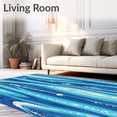 thumbnail image 2 of ODIKA 5'x7' Machine Washable Non-Slip Area Rug, Elegant Swirling Waterfall Cascade Abstract Artistic High Traffic Rug with Pad, Blue, 662287, 2 of 8