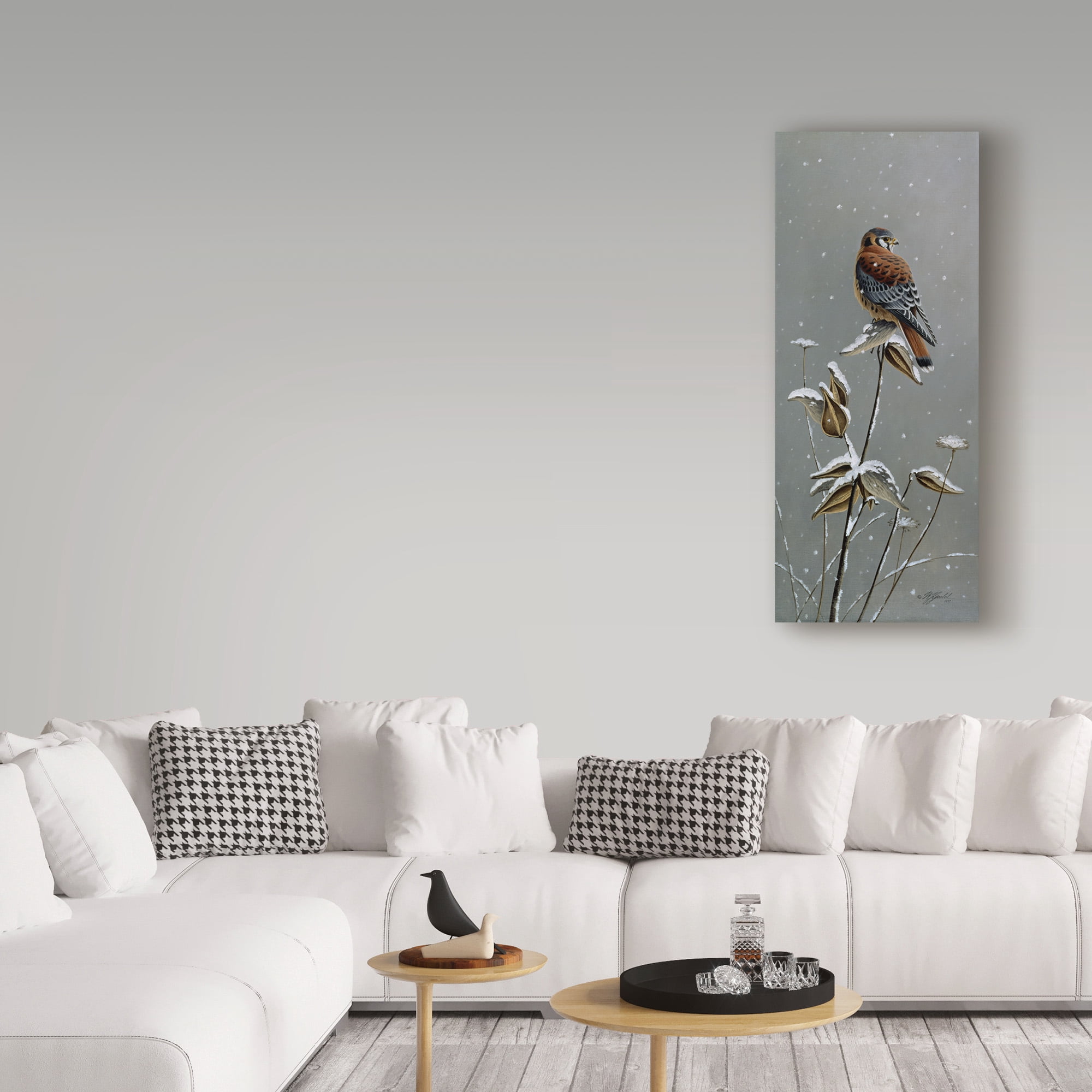 Trademark Fine Art 'Gentle Snowfall Kestrel' Canvas Art by Wilhelm Goebel