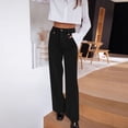 thumbnail image 4 of SCHUHLAND Women's High Waisted Dress Pants - Elegant Solid Ankle Trousers, Professional Straight Leg Business Casual Slacks with Button Detail, 4 of 8