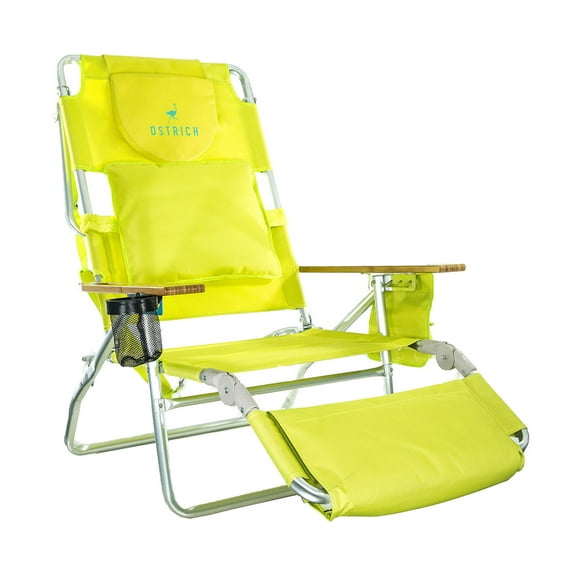 Open Box Ostrich Deluxe 3N1 Outdoor Beach Lounge Chair w/ Footrest, Lime Green