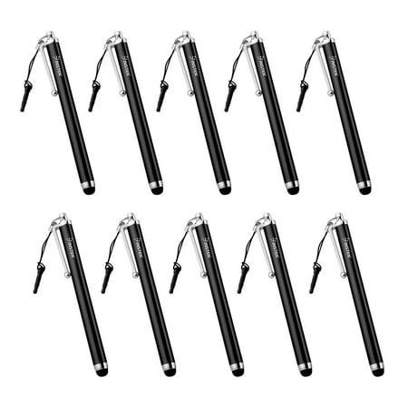 Stylus Pens for Tablets by Insten 10-Pack Black Touch Screen Stylus For Apple iPad Pro Air Mini iPhone X 8 7 6s Plus SE Samsung Galaxy Tab E A 3 4 A8 RCA Cambio Voyager Ematic HighQ Learning Nextbook