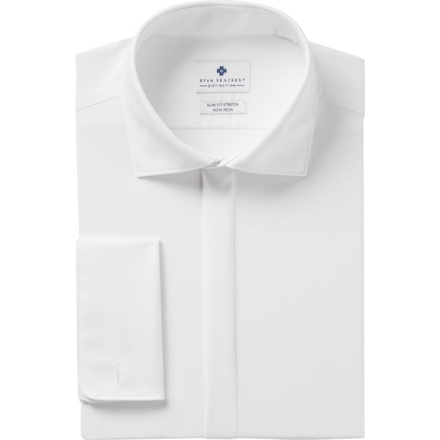 Ryan Seacrest - Camisa de vestir con botones para hombre sin planchado, color blanco, 15,5