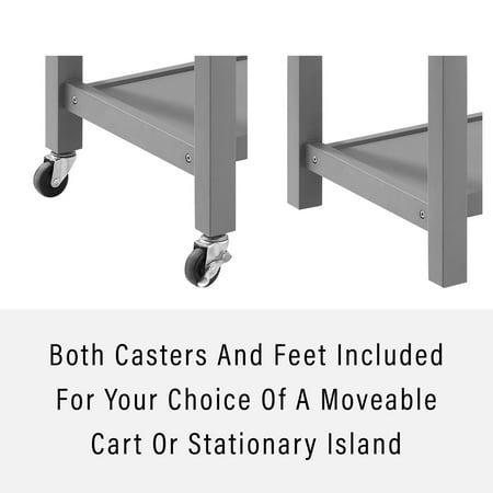 Crosley Chloe Stainless Steel Top Kitchen Cart in Gray