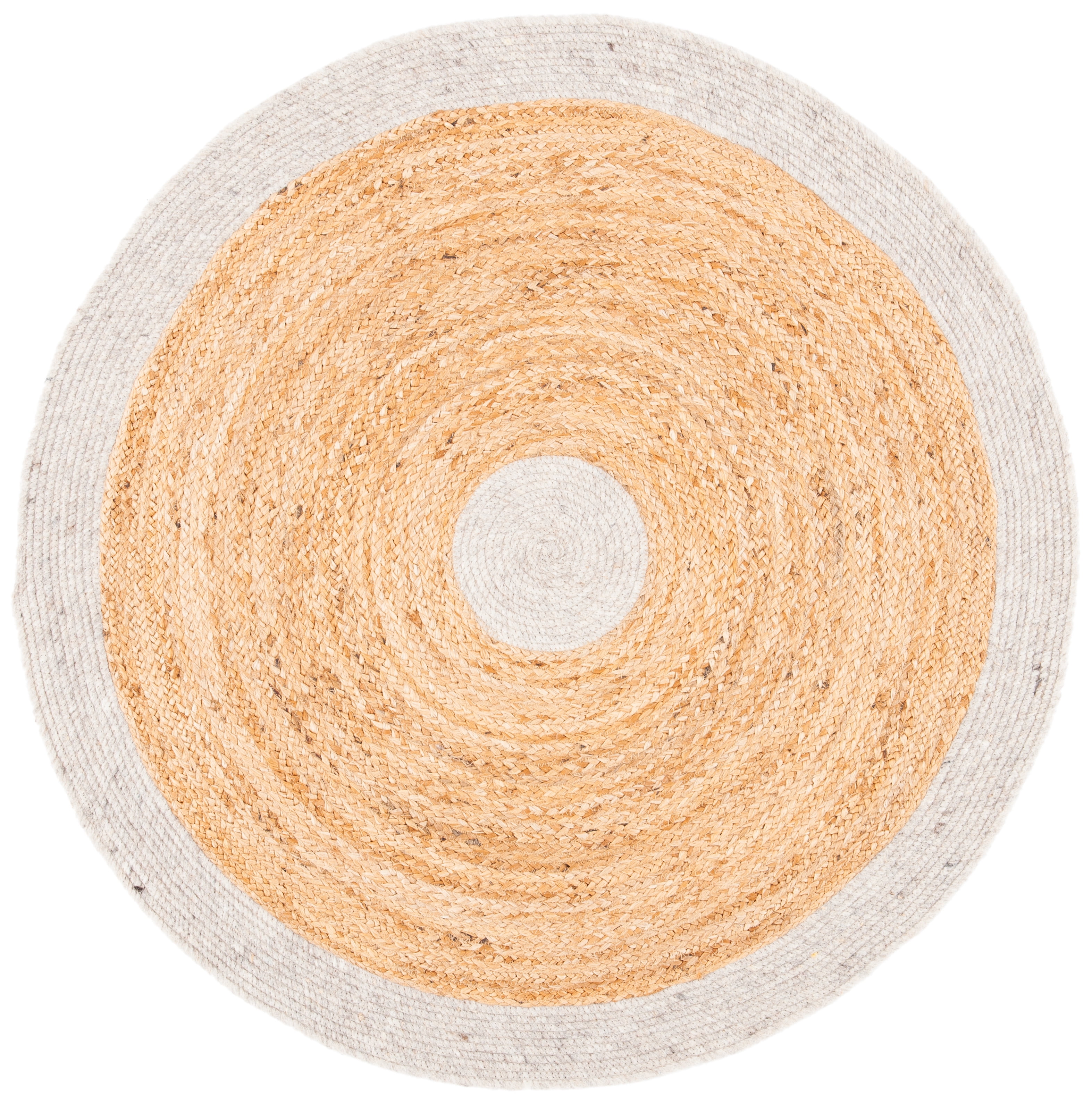 SAFAVIEH Braided Carina Bordered Reversible Area Rug, Beige/Natural, 4' x 4' Round