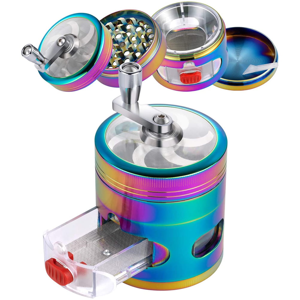 3 Separation Chambers contain Drawer and Powder Separator Higher Volume Premium Hand Cranked Design Herb Grinder