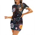 thumbnail image 1 of Bright Abstract Fantasy Pattern Square Neck Dress New Plus Size Elegant Women Waist Tight Dress Beautiful Abstract Pattern, 1 of 5