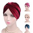 thumbnail image 2 of Ludlz Soft Velvet Head Scarf Cross Knotted Turban Hat Cross Twist Cap Headwear Head wraps Hair Loss Cap for Women and Girls, 2 of 2