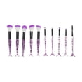 thumbnail image 1 of Conjunto de brochas de maquillaje de sirena de 10 piezas para baño, mango de plástico morado, pelo de nylon, 1 of 1
