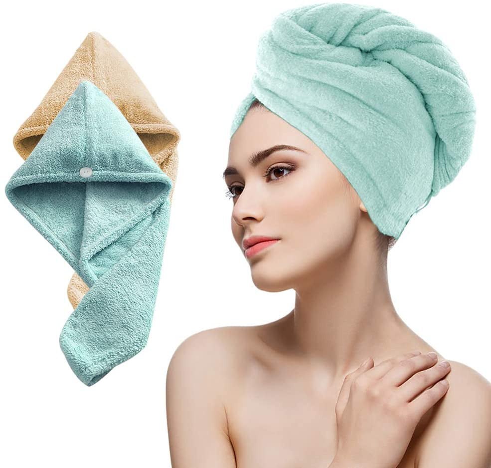 Quick Dry Hair Bath Hat Cap Super Absorbent Microfiber Towel Thick Turban Random 