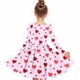 thumbnail image 7 of Pink Girls Dress with Red Heart Print - Long Sleeve Stretchy Soft Easy Care, Size 4-14 Years for Spring Fall,Size 7-8 T, 7 of 7