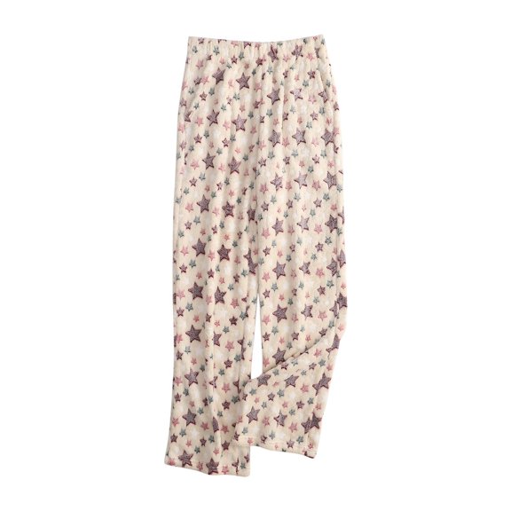 Women's Heart Printed Loungewear Soft Flannel Pajama Pants Elastic Waist Sleep Pant Wide Leg Bottom with Pockets Fleece Sleepwear Casual Pajamas
