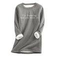 thumbnail image 3 of Jinhomg Womens Comfy Fleece Lined Sweatshirts Winter Soft Thermal Letter Print Loungewear Plus Size Long Sleeve Crewneck Sherpa Sweatshirt Dark Gray S, 3 of 6