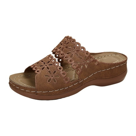 

Jungdeepe Women Shoes Thick Soled Wedge Sandals Fashionable Flower Hollow One Leg Sandals