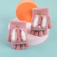 thumbnail image 4 of EASTIN 1 Pair Gloves Cartoon Rabbit Decor Knitted Soft Finger Hat Cover Touch Screen Color Matching Thickened Cold-proof Knitted Anti-slip Cycling Mittens, 4 of 10