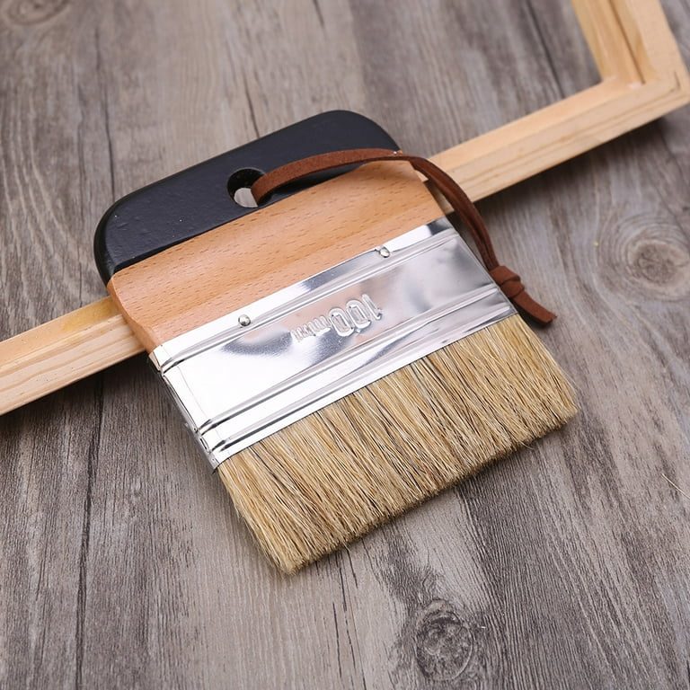 OOKWE Wide Flat Chalk Paint Wax Brush Ergonomic Wood Handle Natural Bristle Brushes Furniture Painting Waxing Tool