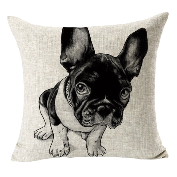 JoyMoreHome Cute Small Dog Pattern Linen Cushion Cover, 17.7x17.7 Inch Multifunctional Soft Throw Pillow Cover, for Sofa, Livingroom, Bedroom, Office