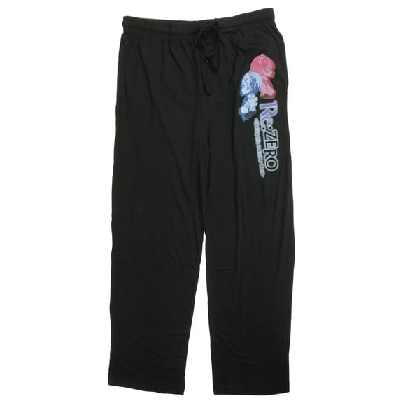 Re:Zero Mens Black Knit Anime Sleep & Lounge Pants Pajama Bottoms 2XL