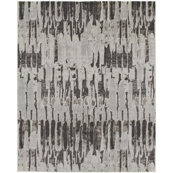 HomeRoots 514952 10 x 14 ft. Ivory Brown & Gray Abstract Power Loom Stain Resistant Rectangle Area Rug