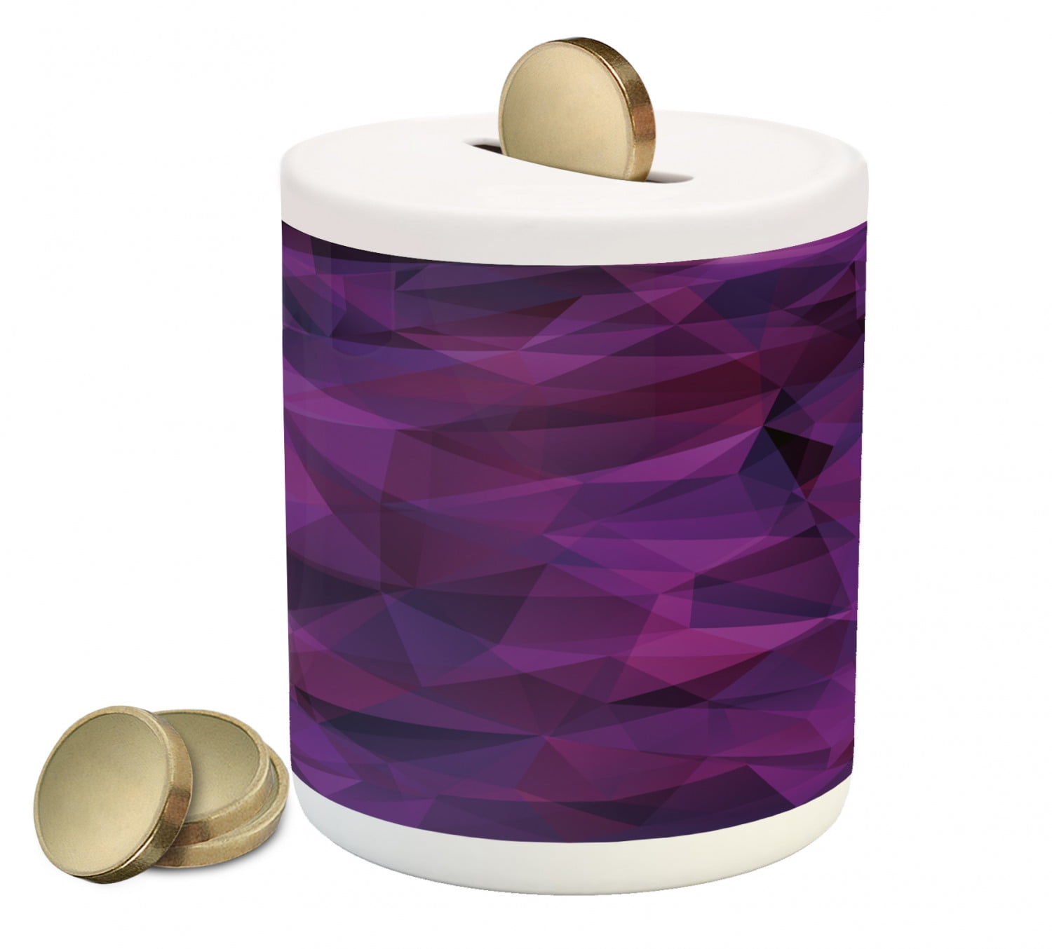 Indigo Piggy Bank, Broken Glass Inspired Geometric Triangle Abstract