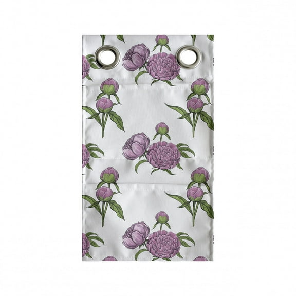 Floral Hanging Pocket Organizer, Rhythmic Romantic Blooming Peony Buds on Plain Background, Printed Polyester Storage Bag with Pockets, 9" x 27", Pale Pink Fern Green