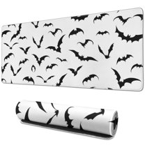 Long Mouse Pads for Desk,Black Halloween Bats Desk Mats on Top Of Desks, Desk Mouse Pad Extra Large with 3mm Non-Slip Base and Stitched Edge for Gaming,Office,Work,Home 31.5"x11.8"