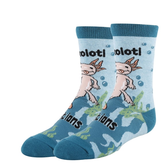 Kids Funny Saying Novelty Crazy Crew Socks, Silly Dress Socks for Boys & Girls, Axolotl Spirit