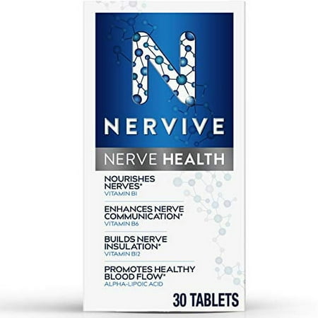 Nervive Nerve Health for Nerve Support, Alpha Lipoic Acid, ALA, Vitamins B1 B6 B12, 30 Tablets