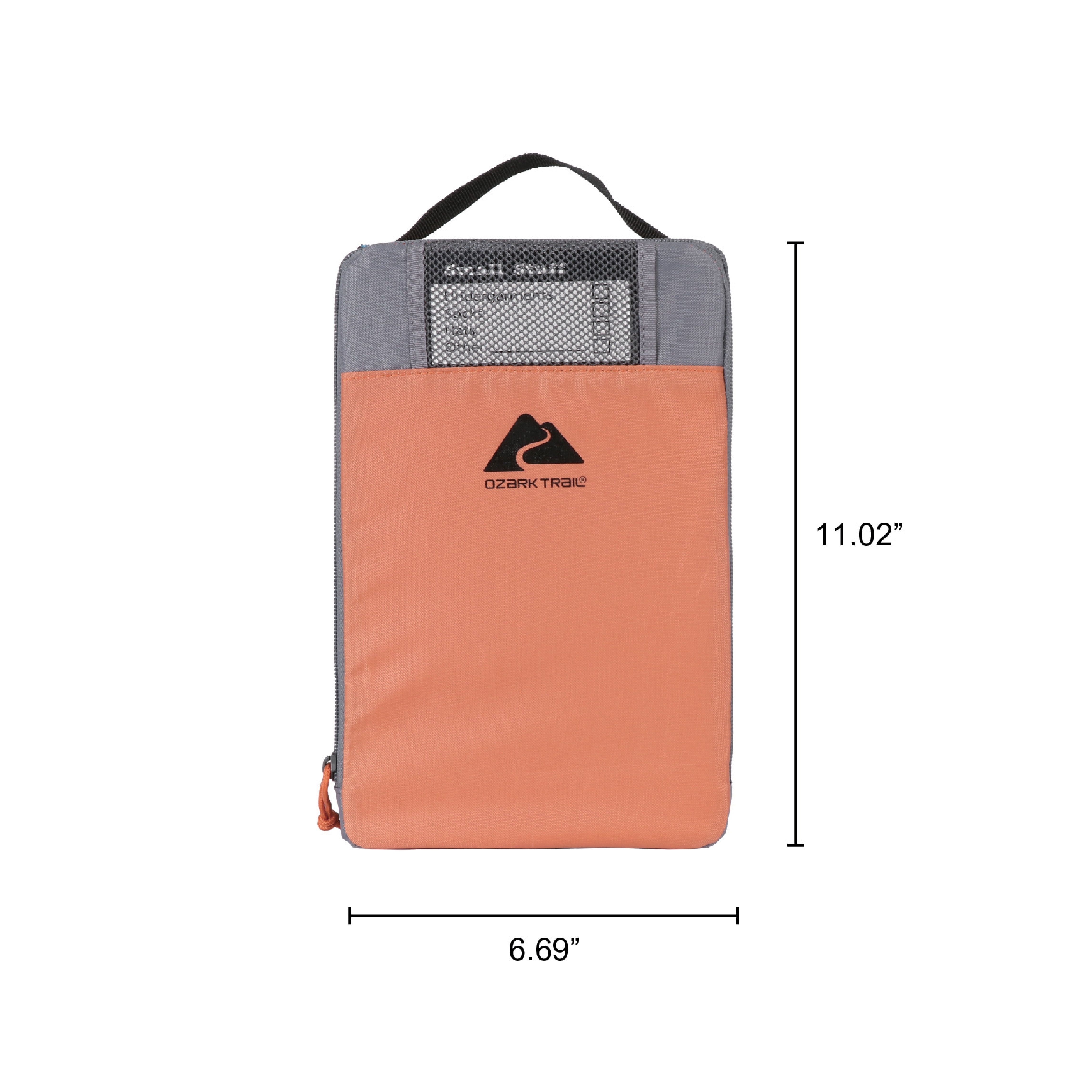 Ozark Trail Set of 3 Non-structured Polyester Camping Organizer Cubes, Various Sizes, Orange, Grey, & Green
