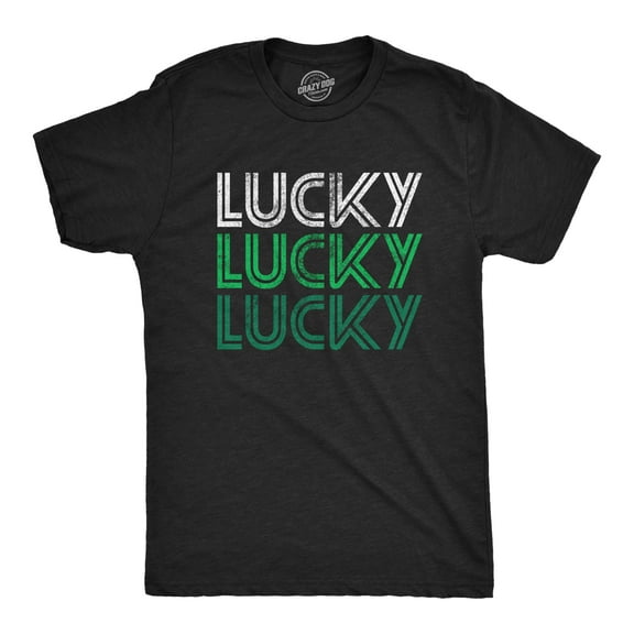 Mens Lucky Lucky Lucky T Shirt Funny Saint Patrick's Day Parade Luck Graphic Novelty Tee for Guys Graphic Tees
