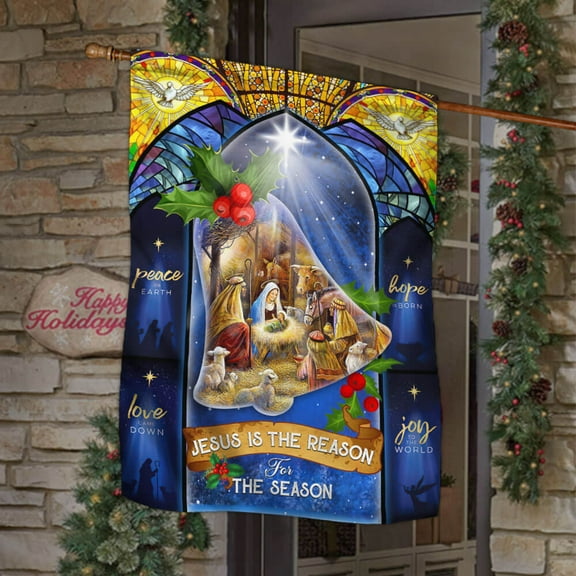 FLAGWIX Christmas House Flag - Jesus Is The Reason For The Season Christmas Flag THB3517F