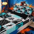 thumbnail image 3 of meiyoeat Patchwork Extreme Motorcycle Zipper Twin Comforter Sets with Fitted Sheet and 2 Pillowcases,Chevron Dirt Bike Zipper Bedding Set,Blue Grey,Reversible, 3 of 6