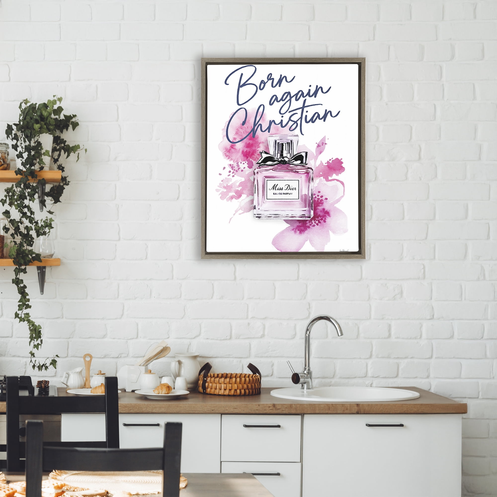 Born Again Christian with Fragrance Brown Framed Floater Canvas Wall Art, design by Amanda Greenwood