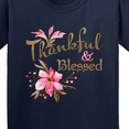 thumbnail image 4 of Inktastic Thankful and Blessed Inspirational Saying with Pink Flowers Youth T-Shirt, 4 of 5