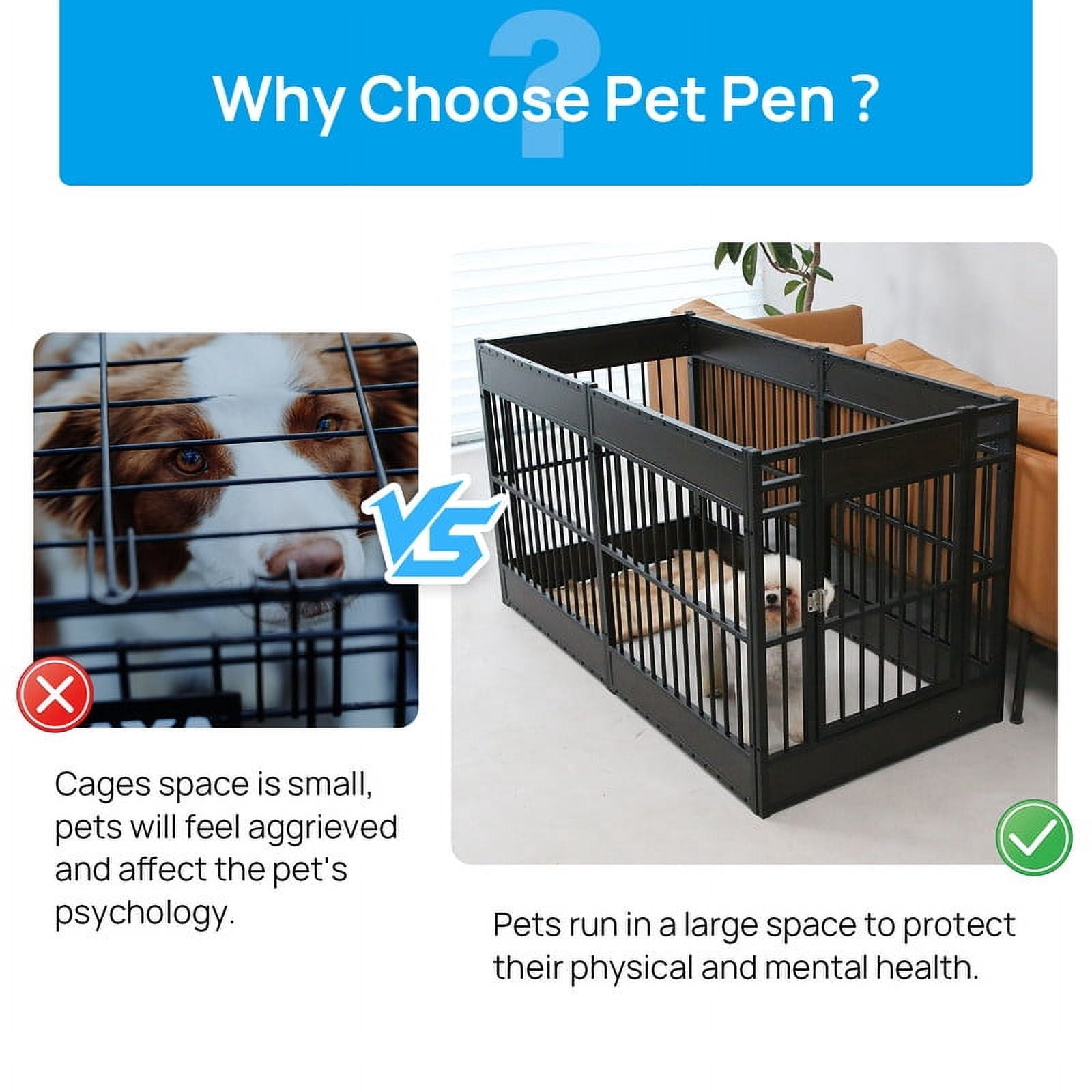 Walnest Dog Playpen,6 Panels Dog Pen,31.5" Height Foldable Dog Fence Exercise Pen with Doors, Furniture Style Pet Puppy Playpen for Indoor and Outdoor Use