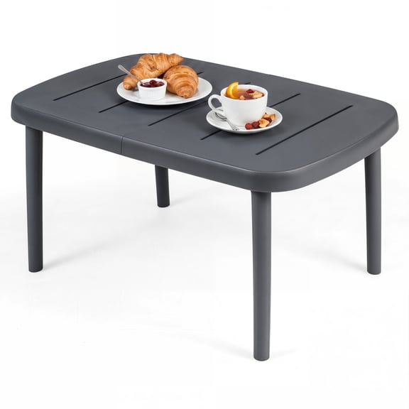 Patiojoy Rectangular Outdoor Coffee Table Patio Storage Table with Aluminum Alloy Rods Weather-Resistant Small Coffee Table for Poolside Balcony Garden Porch and Lawn