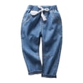 thumbnail image 2 of XXWXYD Toddler Boys Girls Baggy Jeans Drawst𝗋ing Harem Pants Pull On Denim Joggers Loose Elastic Waist Soft Stretc𝗁 Casual Playwear for Daily Activities, 2 of 9