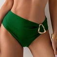thumbnail image 5 of PWPSG Strapless Bandeau Bikini with Metal Ring Detail and Cross Over High Waist Bottom Two Piece Swimsuit Green S, 5 of 5