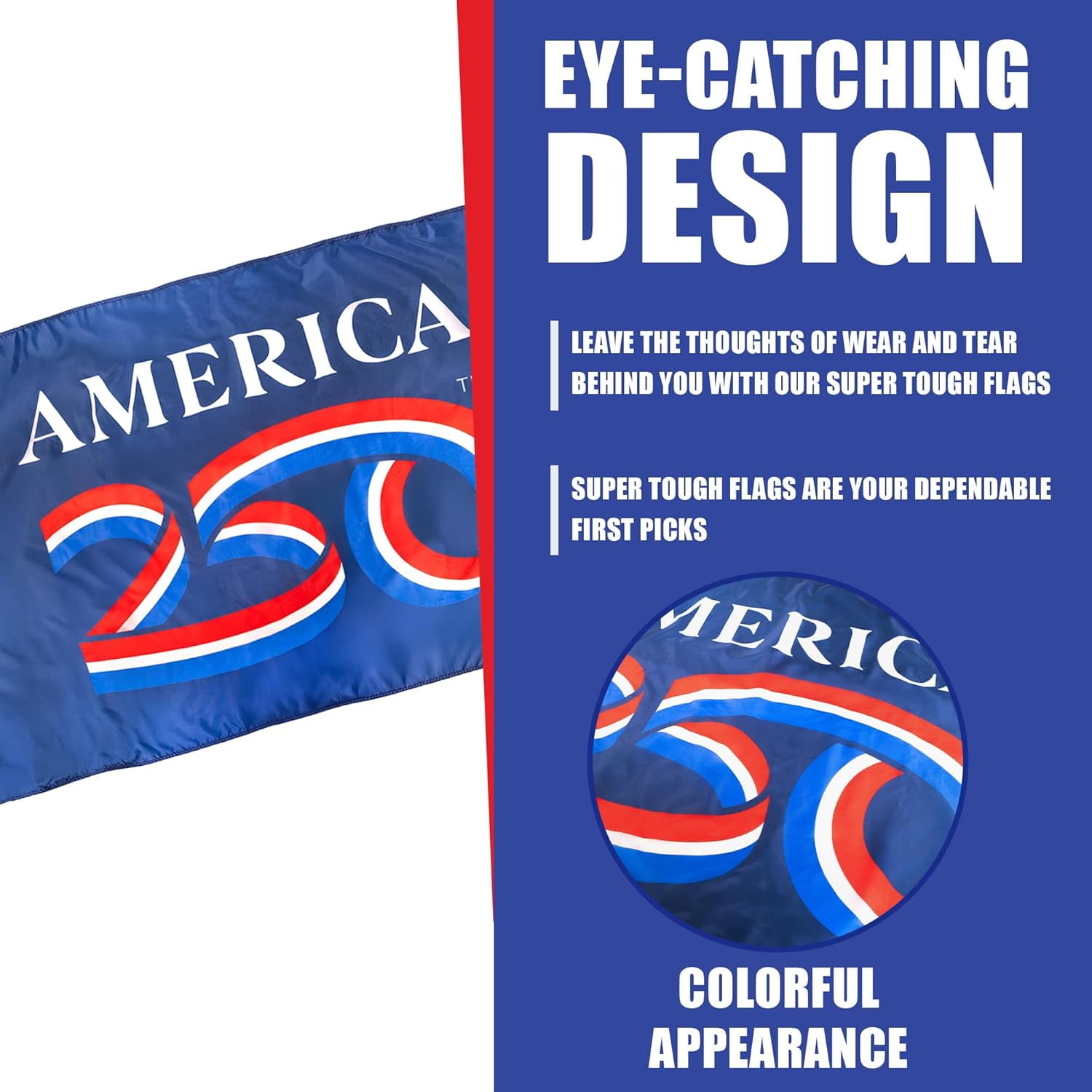 USA 250th Anniversary Flag 3ft x 5ft | USA-Made Nyl-Glo Nylon Outdoor Flag | Durable Canvas Header and Brass Grommets | UV Resistant Colors | Special Edition 250 Celebration Flag