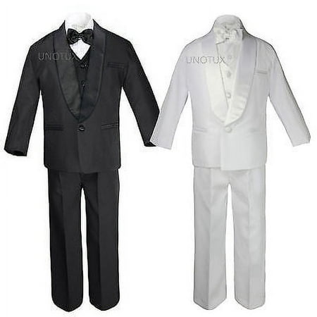

Baby Kid Teen Wedding Black White Pick Formal Shawl Lapel Tuxedo Boy Suit S-20