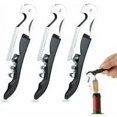 thumbnail image 1 of 3 Pieces Generic Corkscrews, Waiters and Bartender Bottle Openers 3 in 1 Stainless Steel Set, Bottle Opener with Serrated Foil Cutter Limonadier Foil Cutter Black (3 pcs), 1 of 5