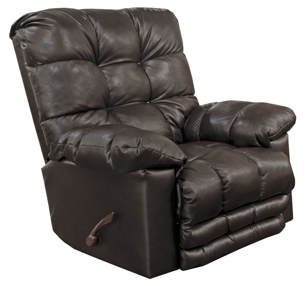 Top Grain Leather Touch Rocker Recliner in Chocolate