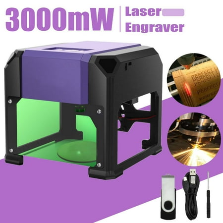 Laser Engraving Granite Desktop Laser Engraving Cutting Machine 3000mW CNC Cutter DIY Logo Engraver USB Black&Purple AC 110-220V ()