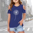 thumbnail image 2 of RTKFRFLM Girls Cold Shoulder Print T-Shirt for Ages 3-12 Years Kids Short Sleeve Open Shoulder Graphic Tee Top Trendy Summer Cotton Shirt Fashionable Cut-Out Shoulder Daily Playwear, 2 of 6