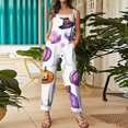 thumbnail image 5 of Halloween Jumpsuits for Women Casual Comfy Cotton Linen Lounge Clothes Funny Floral Print Overalls with Pockets, 5 of 7