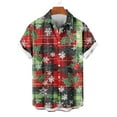 thumbnail image 4 of SERTG Men's Christmas Print Short Sleeve Shirt Lapel Collar Button Front Resort Casual Hawaiian Shirt Men Christmas Gifts Tops(Red,4XL), 4 of 6