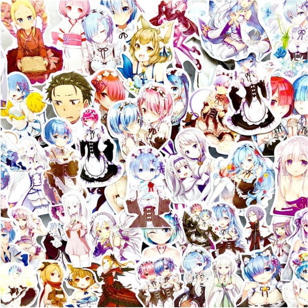 Sticker Re Zero Anime con dibujos animados de vinilo para botella de agua (50 unidades)