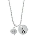 thumbnail image 1 of Delight Jewelry Silvertone Emoticon :-) - Smiling - Silvertone Script Initial Disc - S - Charm Necklace, 20"+3", 1 of 4