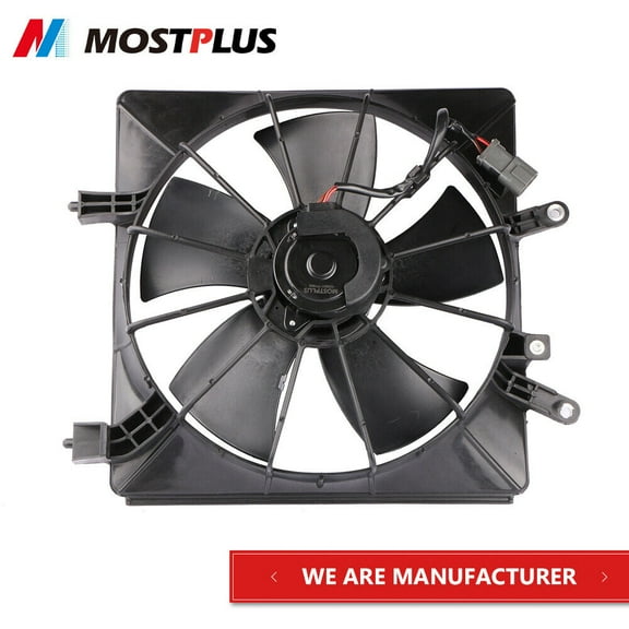 MOSTPLUS AC Condenser Radiator Cooling Fan Assembly for 2001-2005 Honda Civic 1.7L