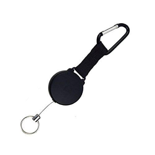 Alomejor 60cm Retractable Keyring Steel Wire Rope Stretching Keys Clasp Heavy Duty Retractable Badge Holders with Carabiner Reel Clip 